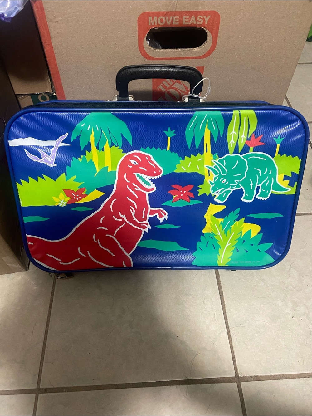 Vintage 1991 Dinosaurs Sanrio Suitcase Youth 17x12x4" Colorful Luggage